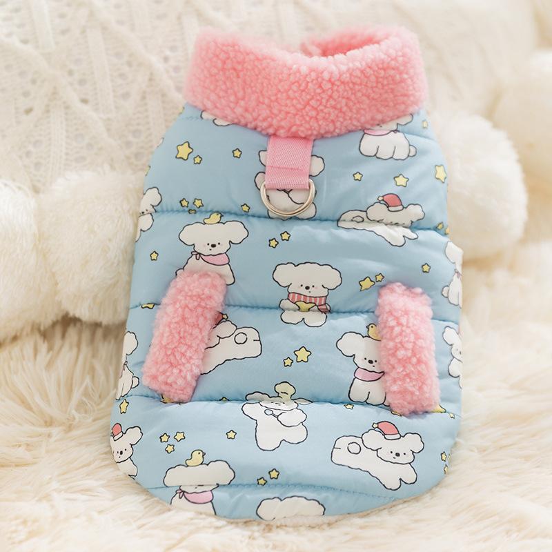 Pet dog full print puppy two feet turtleneck cotton coat dog clothes fur clothes