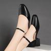 Fashion Women Low Heels Dress Shoes Ankle Strap Sandals Ol Office Zapatos Para Mujeres Black Mary Janes Ladies Footwear Plus Size 34-42