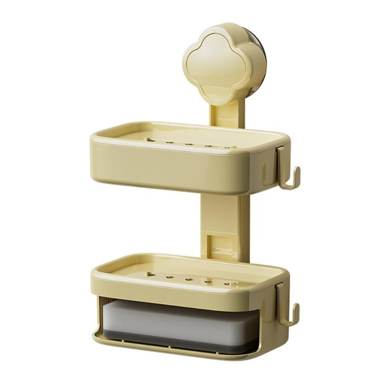 Soap Dish Soap Holder for Shower Single/Double Layer Wall Mounted Soap Rack No Drilling Self Draining for Bathroom