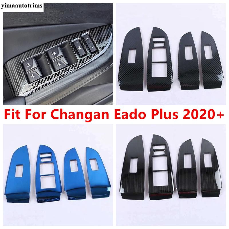 Car Door Window Glass Lift Control Switch Panel Cover Trim Stainless Steel Accessories For Changan Eado Plus