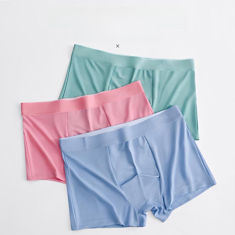 Men's Ice Silk Antibacterial Seamless Boxer Shorts - Lightweight Summer Design