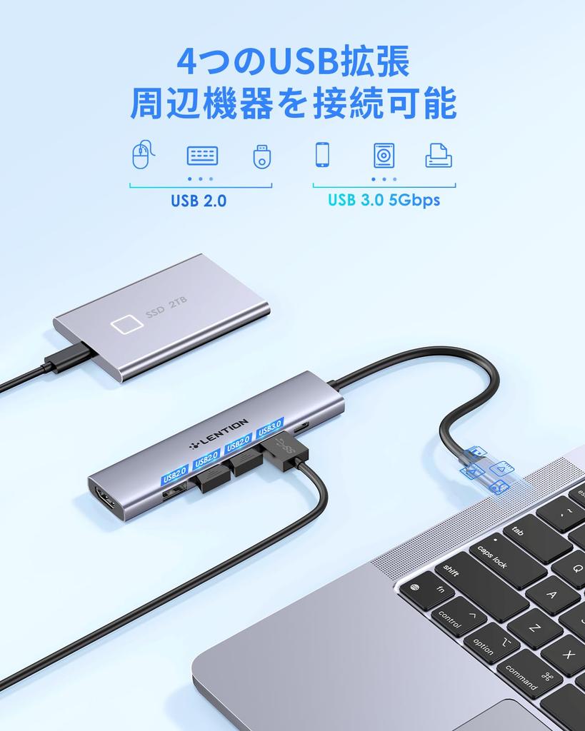 LENTION USB C Hub 100W PD Fast USB 4K USB To Converter Data Transfer Compatible with MacBook Pro iPhone 15 Plus Pro iPad Pro Surface Pro and More