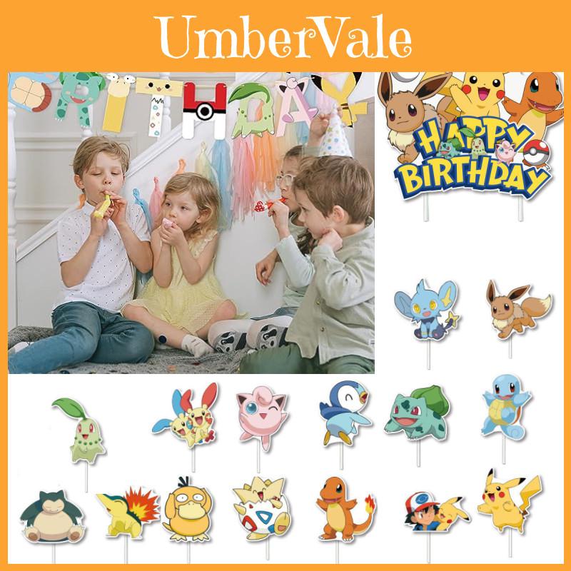 Set Bandierina Palloncino Pikachu Premium Topper per Torta e Articoli per Feste