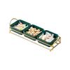 Light Luxury Ceramic Divided Serving Platter with Gold Stand