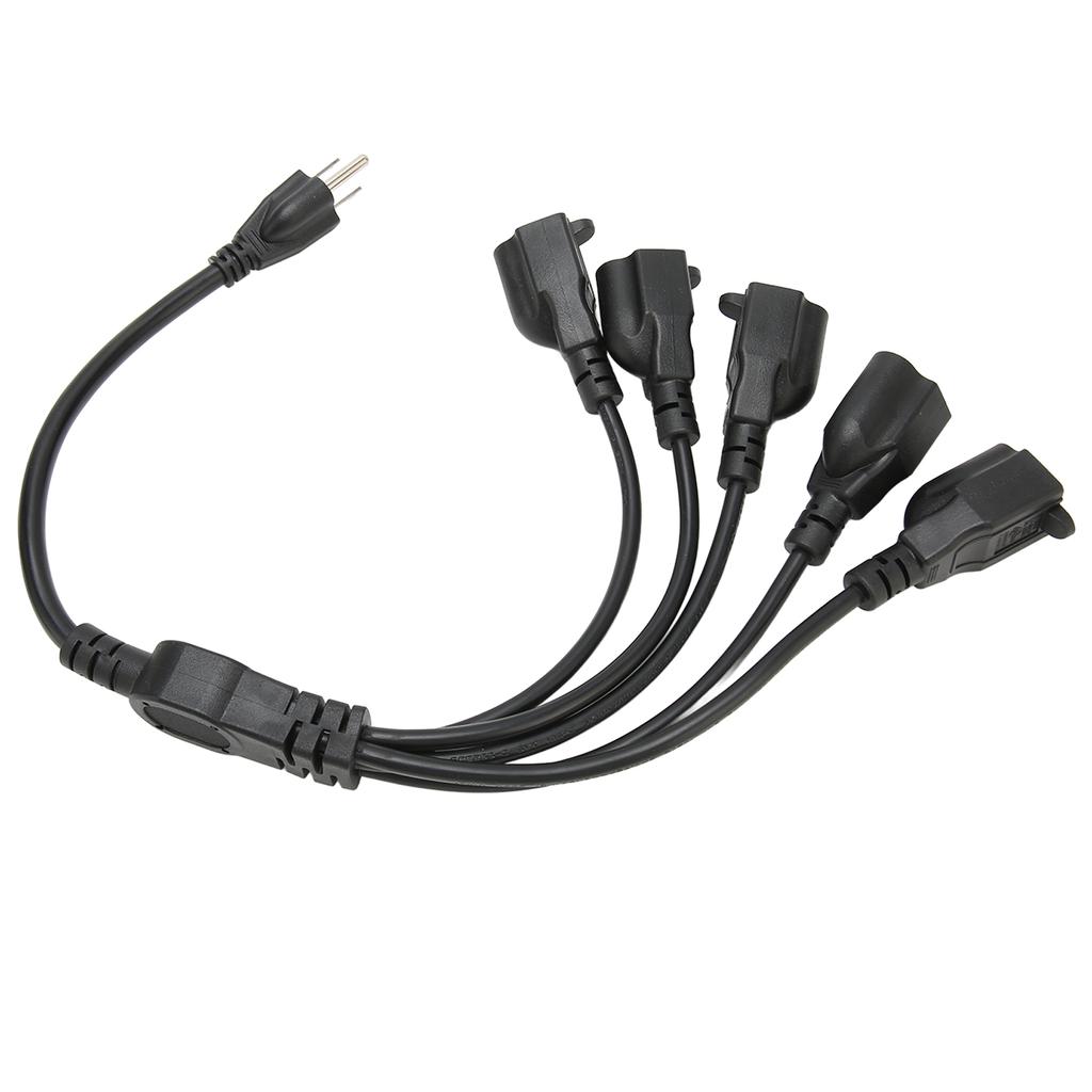 3 Prong 1 to 5 Outlet Power Cord Heavy Duty 16AWG 18AWG 5 Way Power Cord Splitter for Computer LED Stage Light