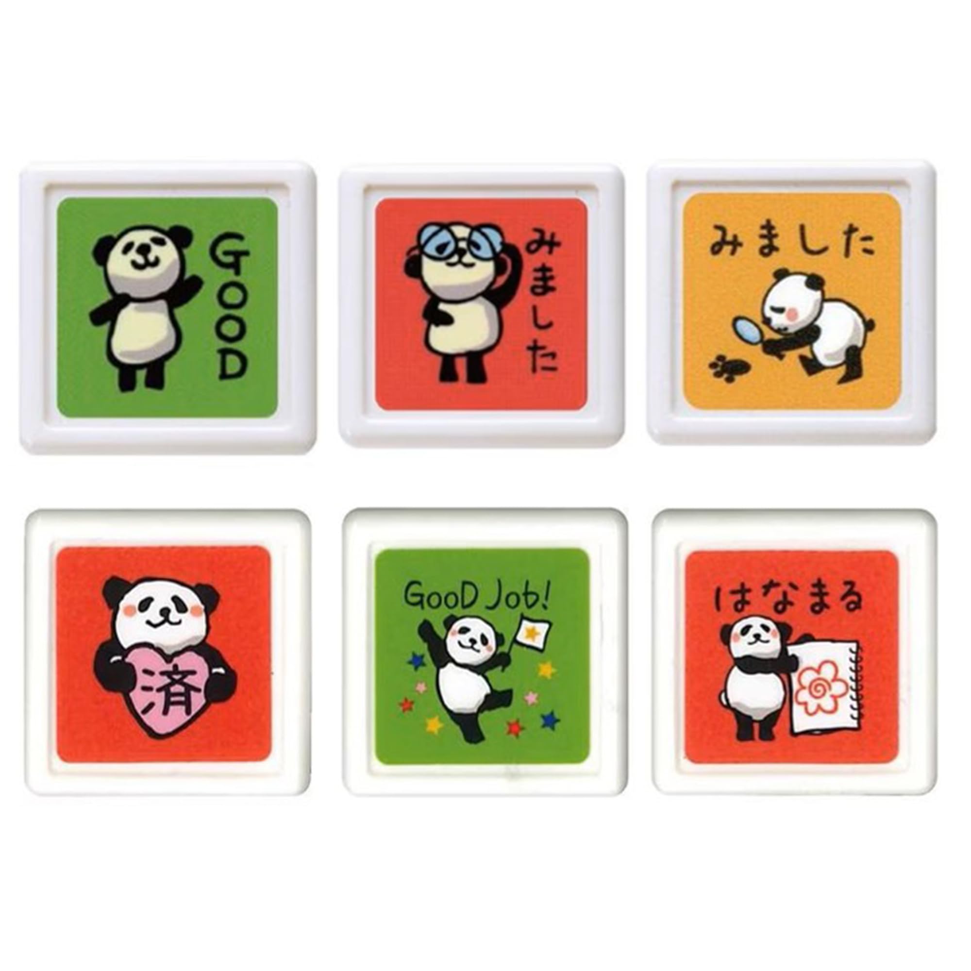 Panda Mini Penetration Stamp Reward Stamp Set of 6 for Teachers Cute Seen Good