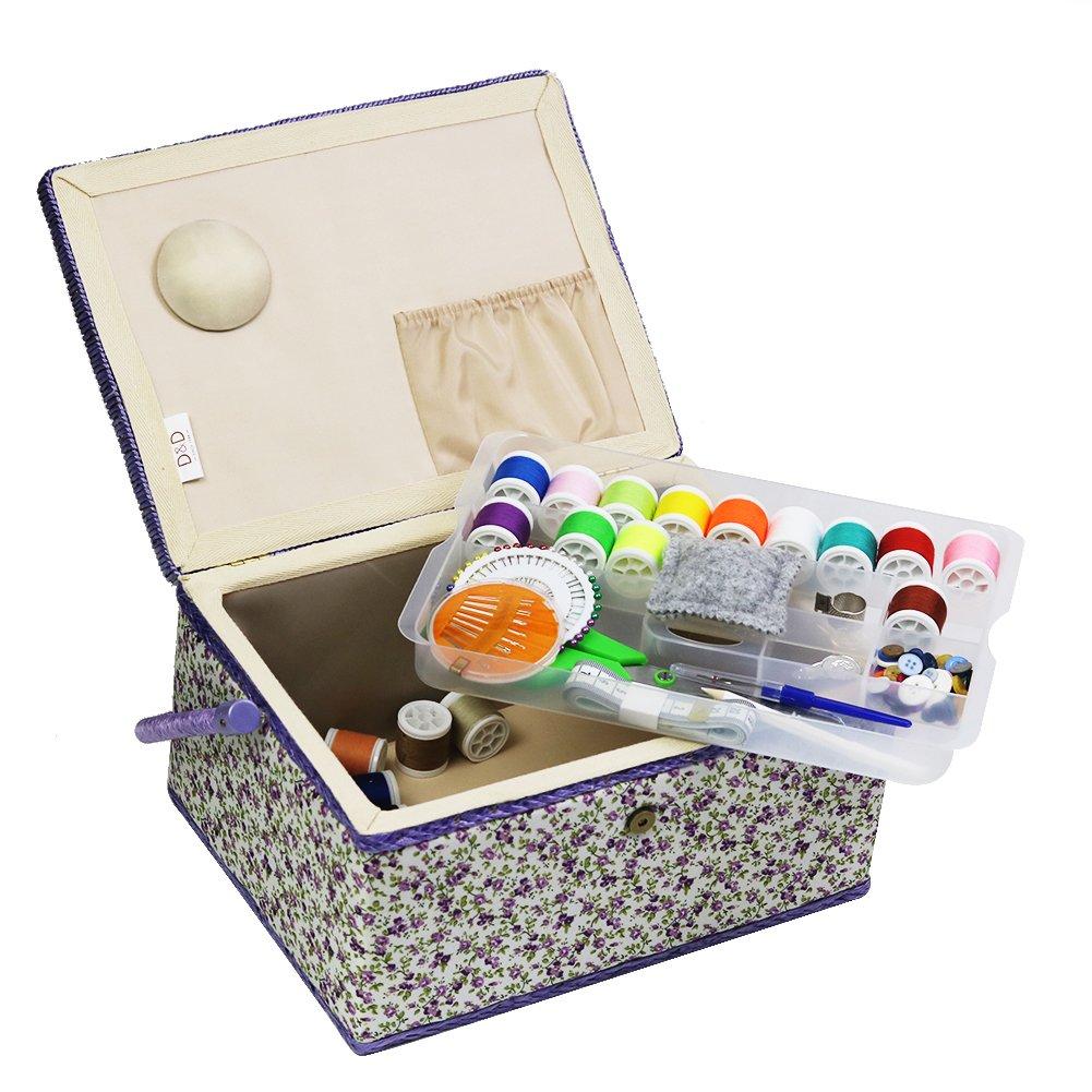 Sewing Sewing Large Floral Portable Storage Case for Home Organizes Sewing and Large Easy to DIY Craft Day D&D Box, Basket, Capacity, Print, Use,