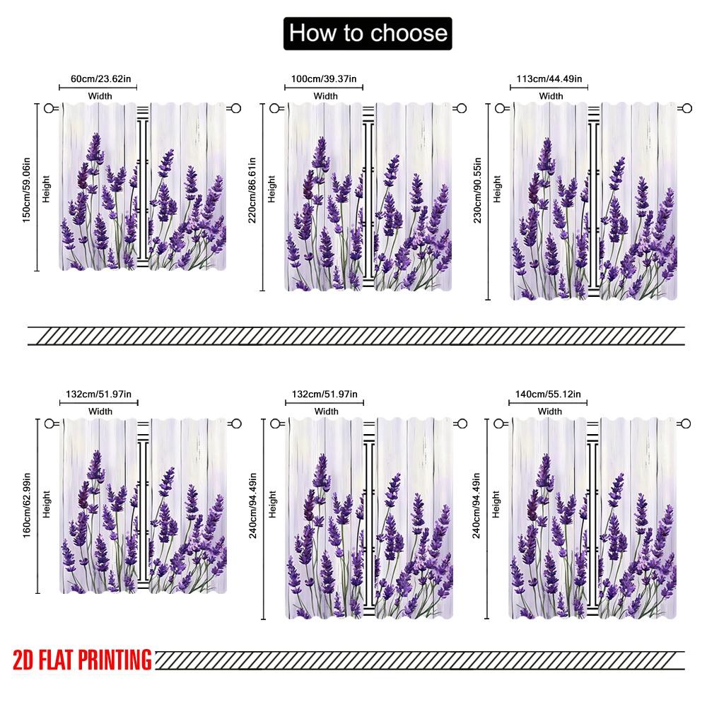 2pcs,2D Plane Printing Curtain Fabric Lavender Bliss(1) Versatile 100% Polyester (without Rod) Decorations For Home for Living