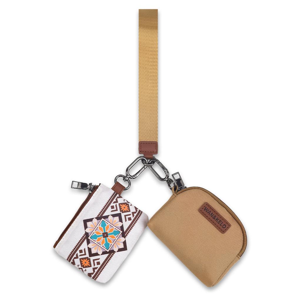 Bohemian Ethnic Style Small Double Bag, European and American Retro Key Bag and Wrist Bag