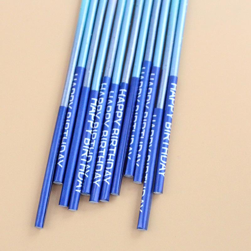 Gradient Glitter Slender Pencil Birthday Candle Creative Dreamy Pink and Blue Color Party Decoration Baking Supplies