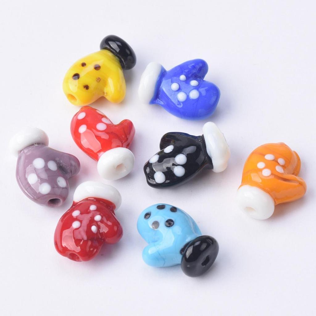 10pcs 18x14mm Glove Shape Handmade Lampwork Glass Loose Beads For Jewelry Making DIY Crafts Findings