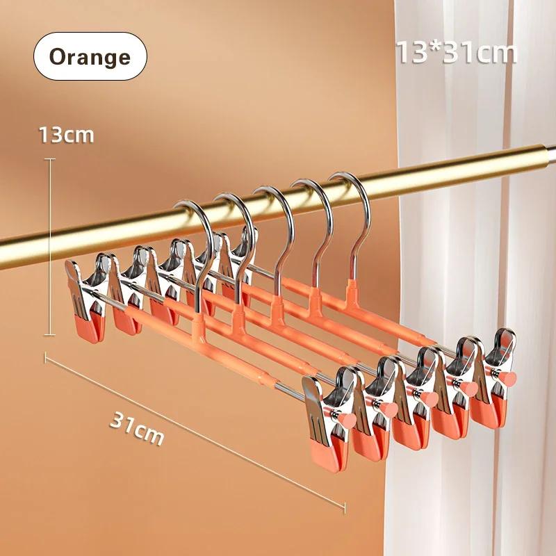 5Pcs Windproof Metal Hanger for Clothes Home Pants Coat Non-slip Drying Hangers with Adjustable Clips Closets Storage Organizer