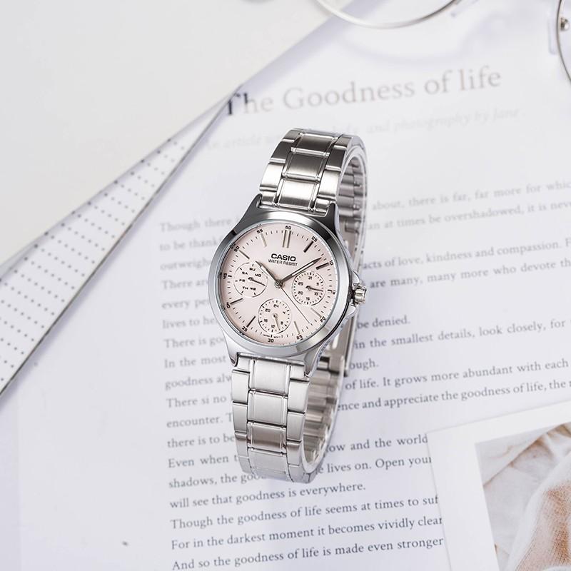 Casio STANDARD Series Business Casual Fashion Classic Pointer Three-eye Six-pin Roman Scale Waterproof Quartz Movement Stainless Steel LTP-V300D-4A