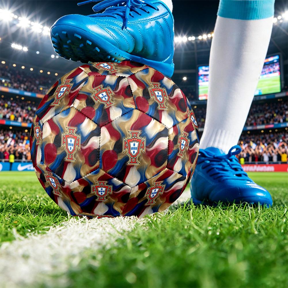 Portugal Football Printed Size 5 Soccer Ball Wear Resistant Standard Adult Training Football Fan Gift for Indoor Outdoor Match Sports