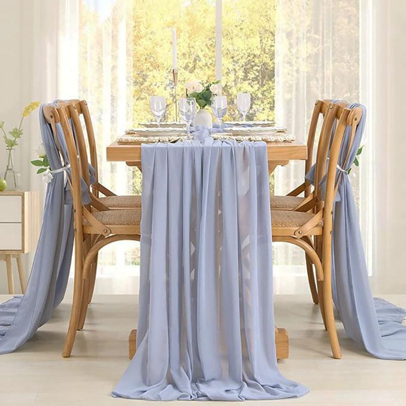 White Chiffon Table Runners Sheer Table Runner Wedding Arch Chair Sashes for Baby Shower Birthday Party Table Top Decoration