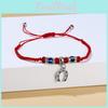 Owl Flower Turtle Elephant Pendant Weaving Bracelet With Adjustable Red Cord And Glass Beads For Women