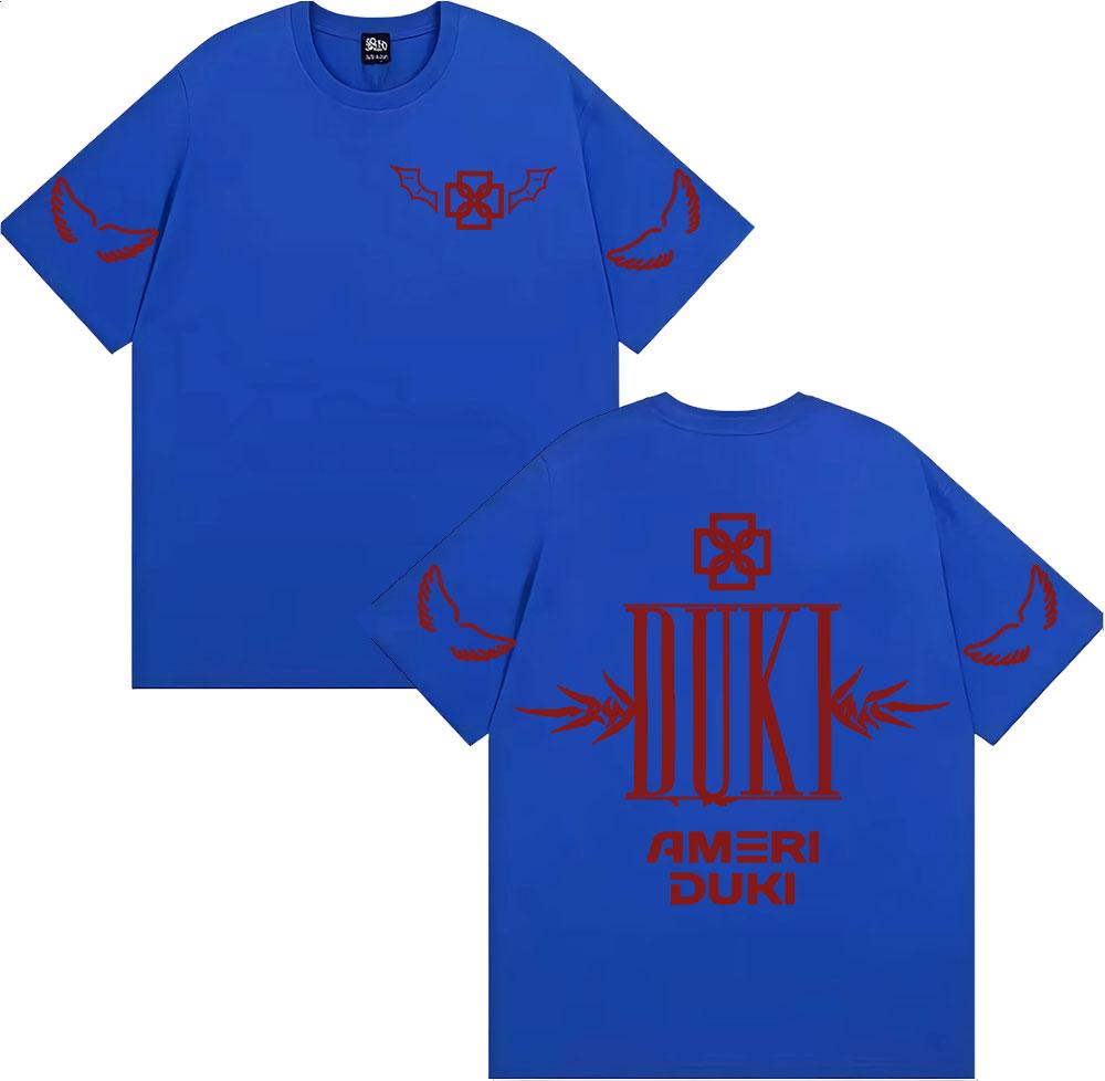 Rapper Duki Ameri World Tour Letters Print T Shirt Men Women Fashion Retro High Quality T-shirts Hip Hop Style Oversized T-shirt