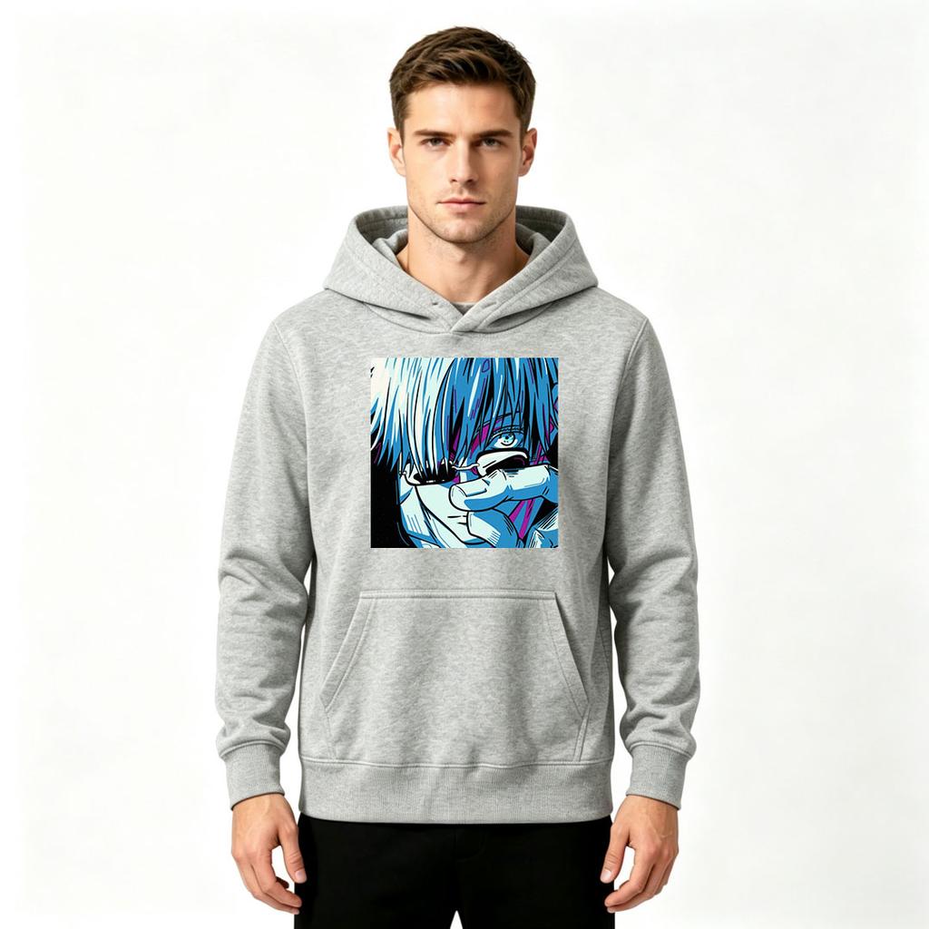 Men Anime Printed Pullover Hoodie Casual Long Sleeve Streetwear Sweatshirt for Adults