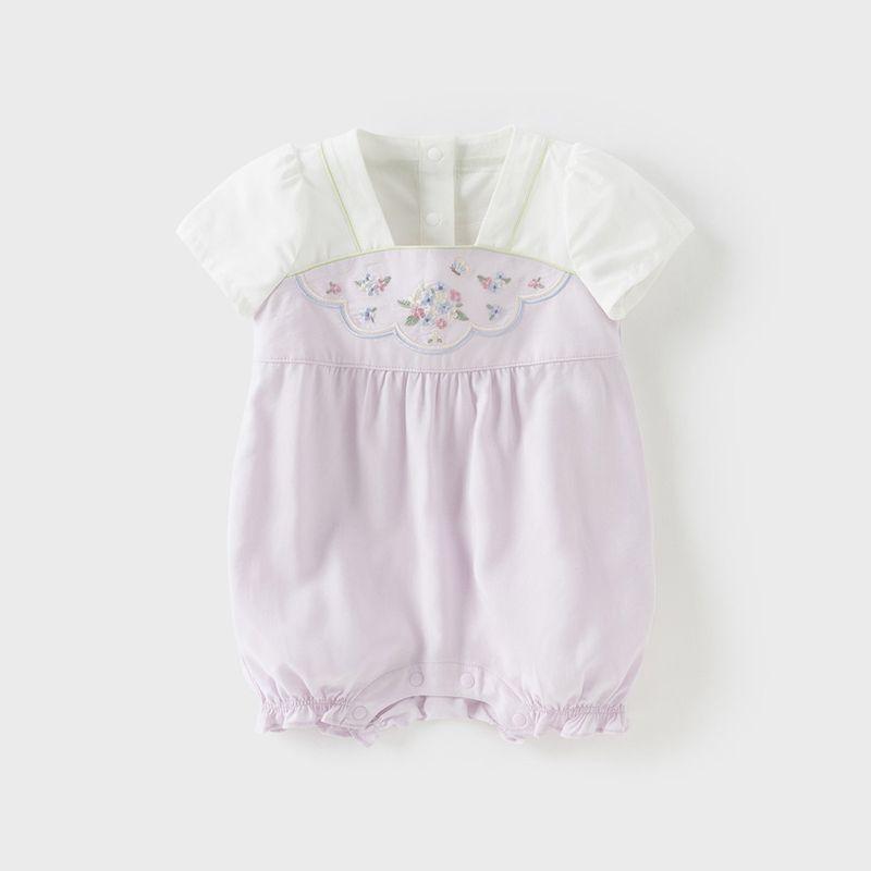 David Bella Newborn Romper Summer Lyocell Baby Girl Clothes Chinese Style Full Moon Baby Jumpsuit Light Purple [Ready Stock] 66