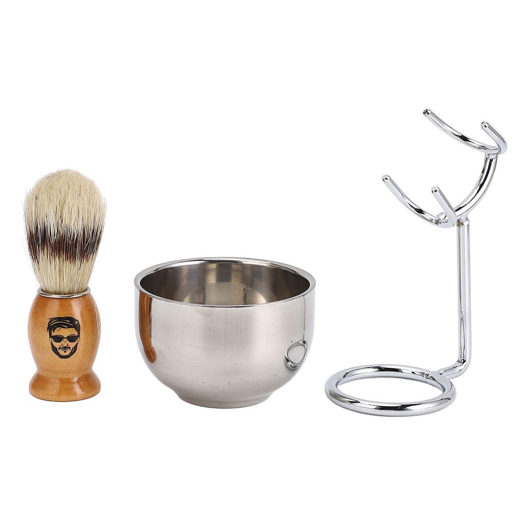 Men Beard Brush Set Beard Brush Holder Stand Soap Bowl Shaving Tool for Men Facial Grooming