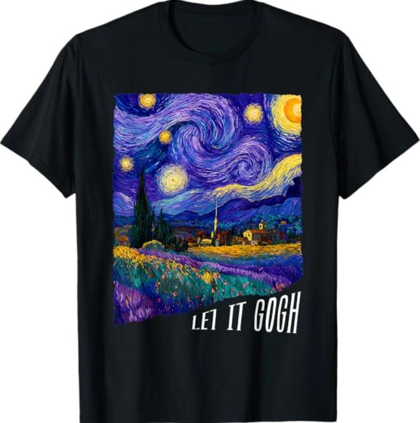 Let it Gogh Funny Vincent Van Gogh Starry Night Design T-Shirt M