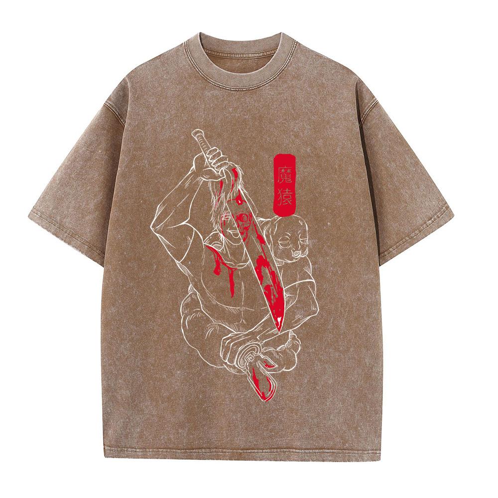 Anime Jujutsu Kaisen T-skjorter Vintage Vasket T-skjorte Harajuku Oversize Bomulls-T-skjorte Bomull Mote Streetwear Unisex Topp