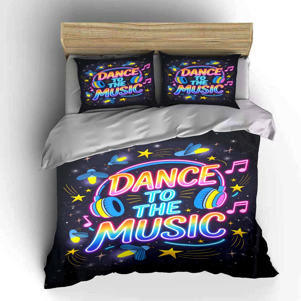 Neon headphones and stars. Bedding sets Duvet cover sets Duvet covers Pillowcases(1 * Duvet Cover 2 * Pillowcases without duvet insert)