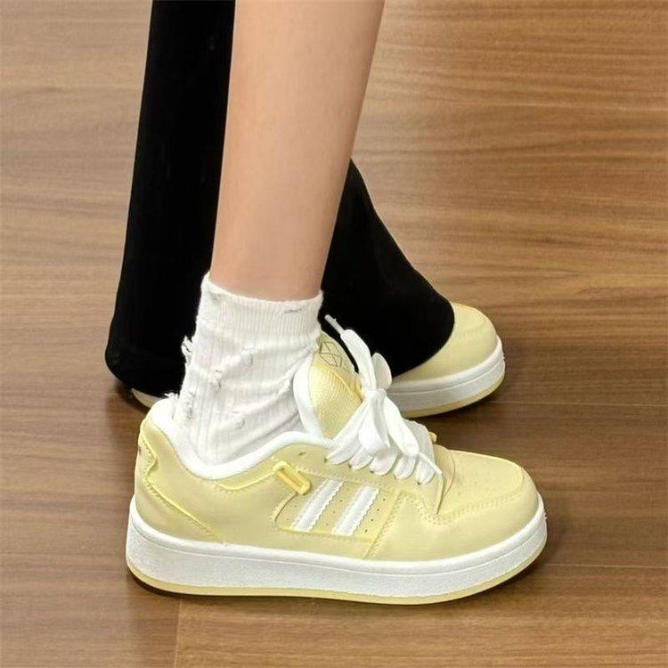 Молочно-желтые кеды весенне-летние новые студенческий стиль повседневные кеды скейтбордические кеды size 35