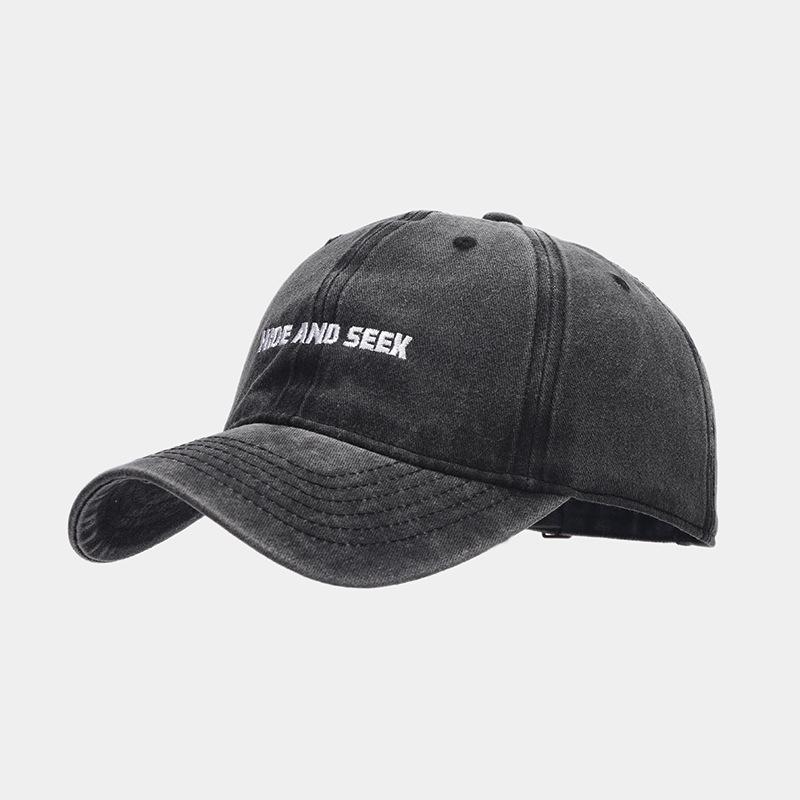 Summer Couple Simple Letter Embroidery Cap Trendy Hat Men and Women Street Retro Washed Cotton Old Baseball Cap