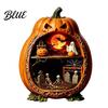 Witch And Castle Decor Halloween Centerpiece Pumpkin Wooden Pumpkin Ornament with Miniature Scenes Rustic Shelf Skeleton for Farmhouse Home