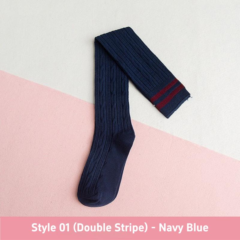 1 3 Pairs Women's Cotton Thigh High Socks Over The Knee Colorful Striped Pattern Casual Daily Wear Fashion Socks Black White
