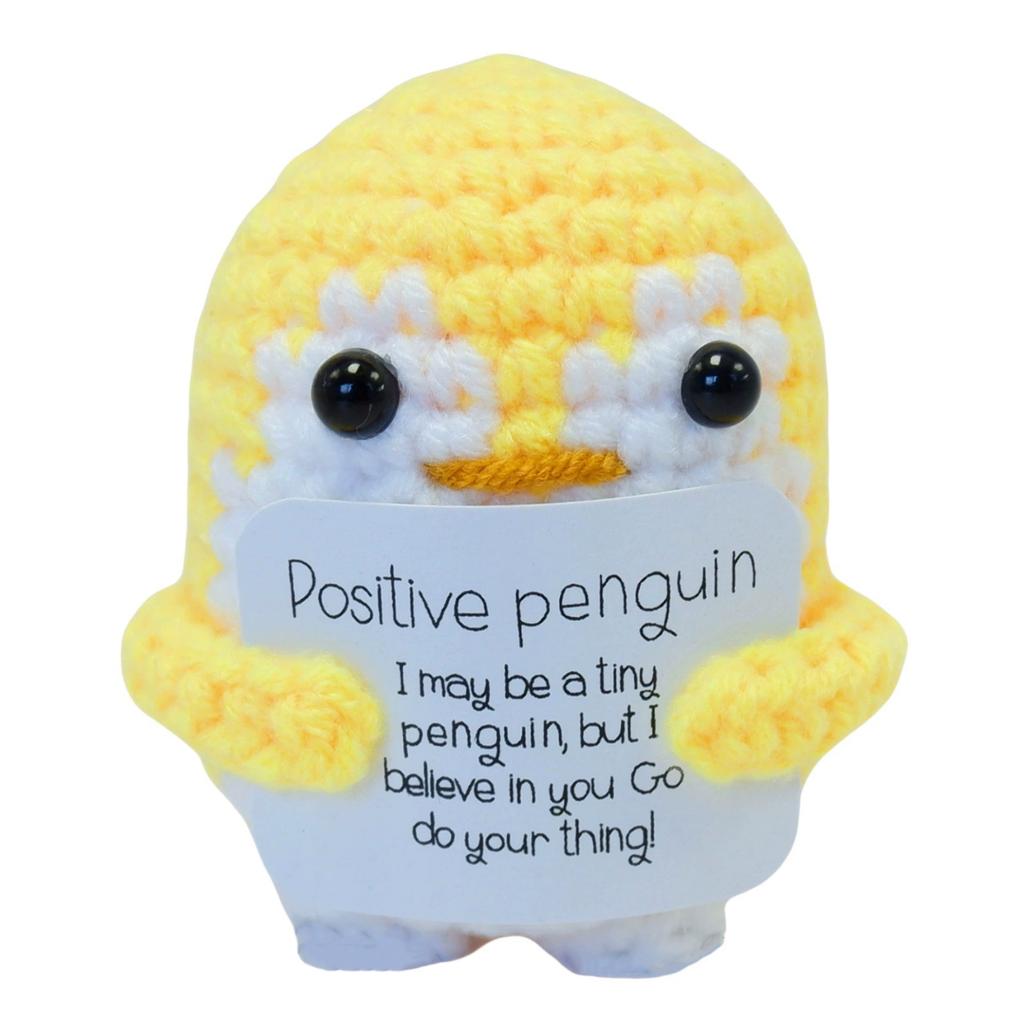 Handmade Positive Energy Penguin Doll With Card Home Decoration Crochet Knitting Ornament Room Decor Christmas Party Gifts