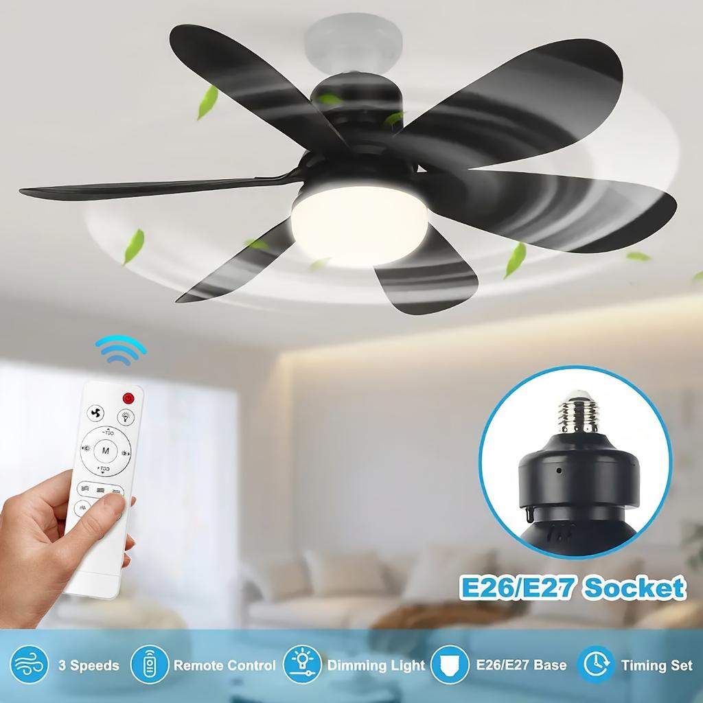 Intelligent Ceiling Fan with Light, Remote Control, Adjustable LED, 6 Blades, Ceiling Fan Installation, Hard Wired, 85V-265V Voltage, Lighting
