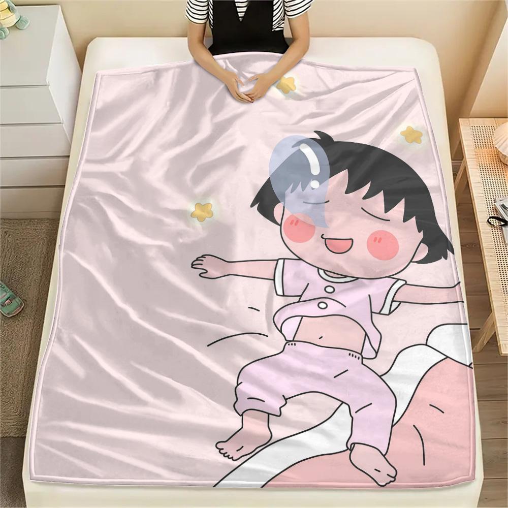 Chibi Maruko‑chan Flannel Blanket, High quality Comfortable for All Seasons, Home Decor, Warmth and Comfort