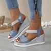 Fashion Solid Color Women's Sandals Wedge Heel Color Matching Casual Women's Sandals for Outerwear