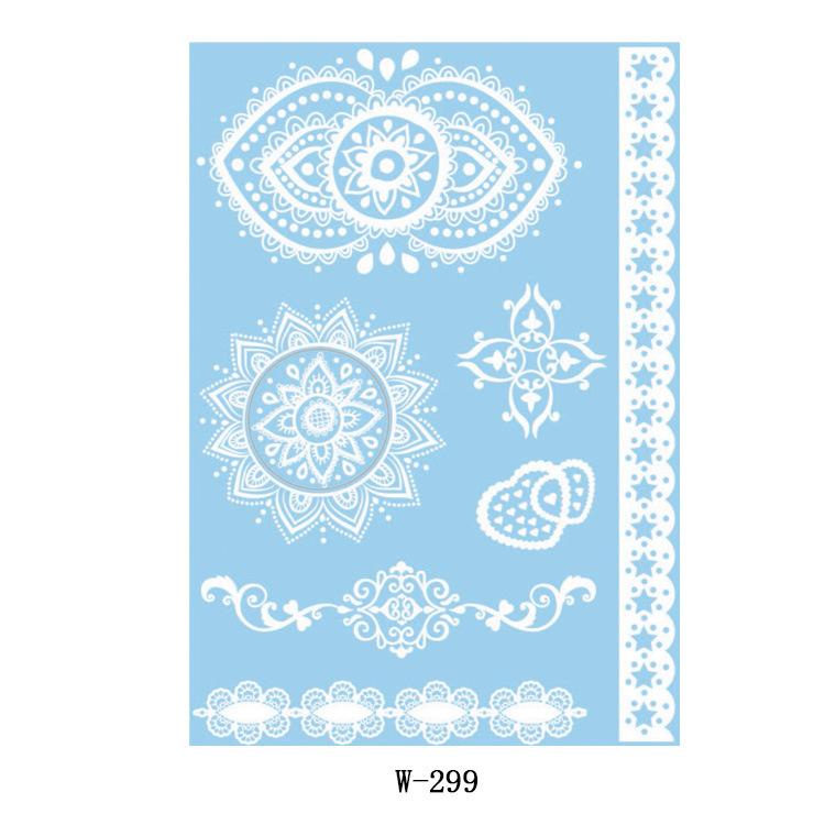 

Белые кружевные тату-наклейки Водонепроницаемые 3D Индийские тату-наклейки Тату W-0299