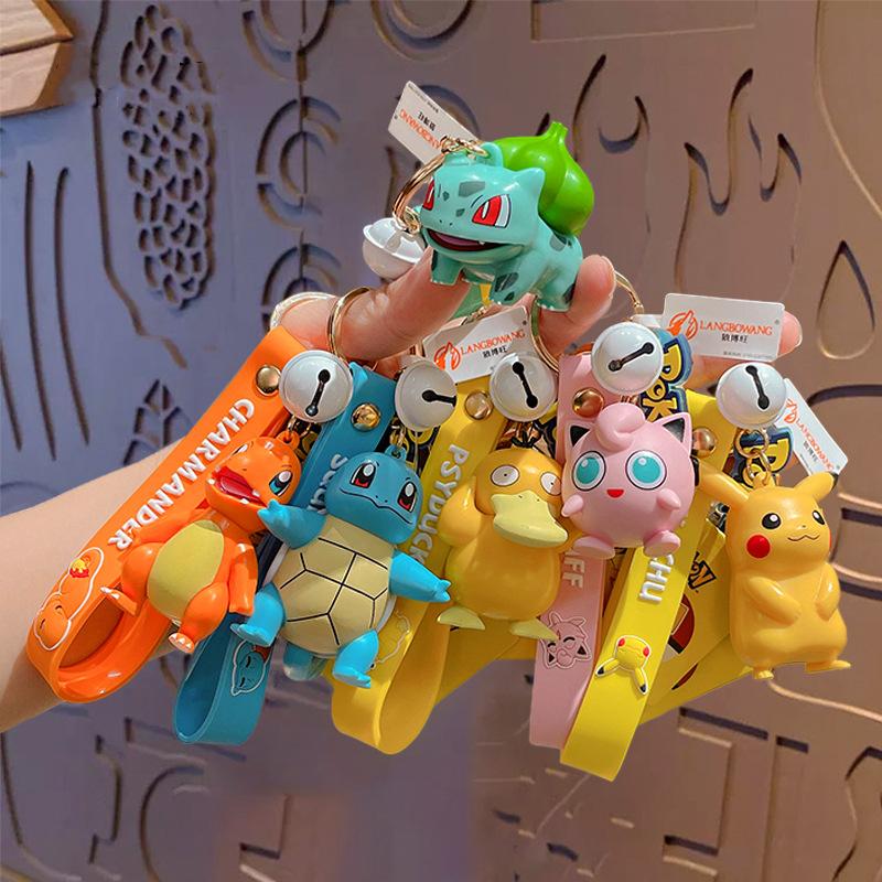 Non-Toxic Pokmon Pikachu Keychain Bag Pendant Cute Cartoon Doll Squirtle Duck Exquisite Car Keychain Ring Gift