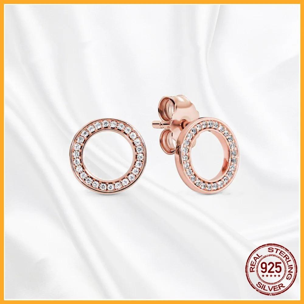 925 Silver Heart Hoop Earrings Sparkling Original Jewelry Gift for Women