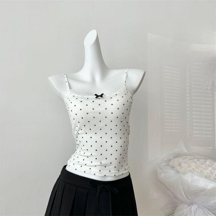 Pure Lace Bow with Breast Pad Pure Sling Vest for Women Wearing Sweet and Spicy Design Niche Top