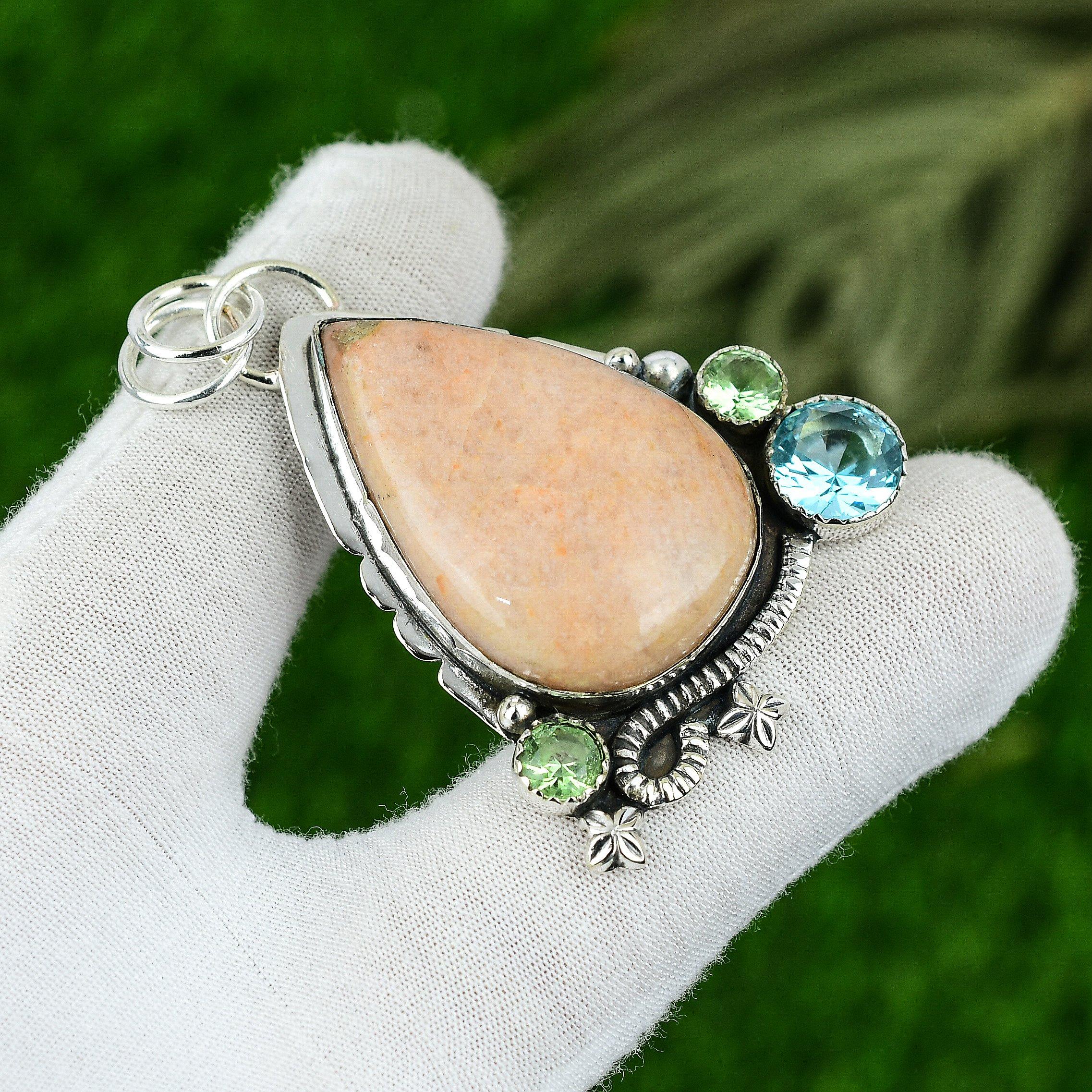 

Gift For Her 925 Sterling Silver Natural Brown Amazonite Gemstone Pendant