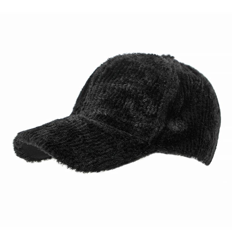 Einfache Lichtplatte Hut Damen Herbst und Winter Neu Plüsch Süß Warm Mütze Lässig Hartschalen Baseballkappe