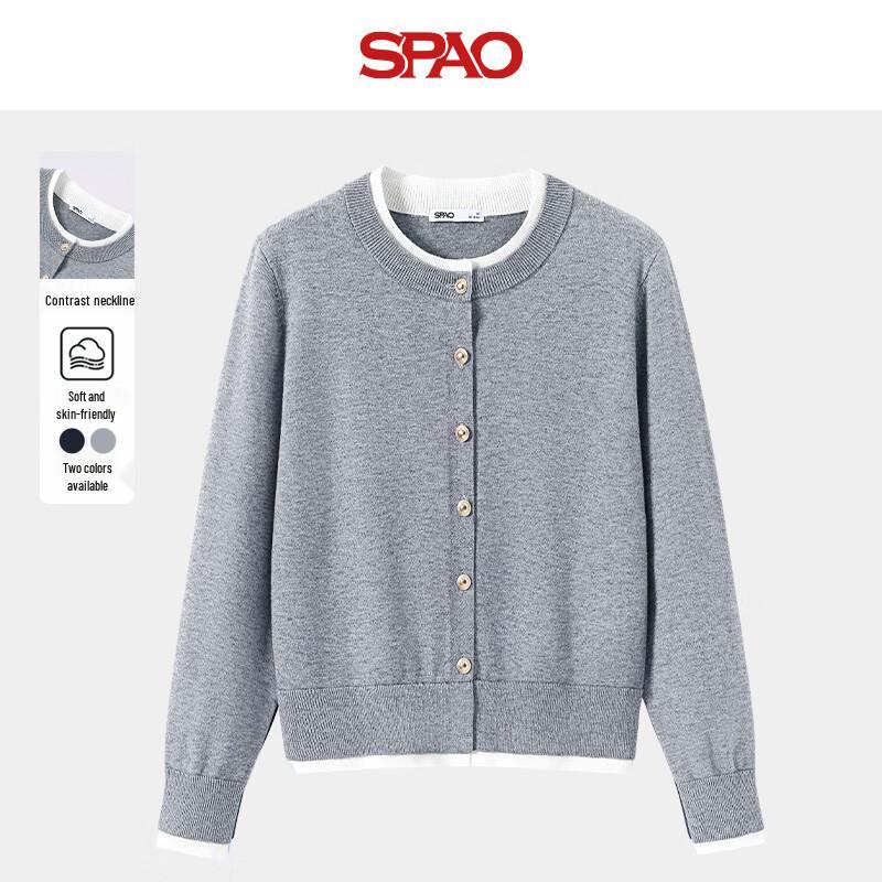 

SPAO Women s Faux Two-Piece Knit Cardigan L