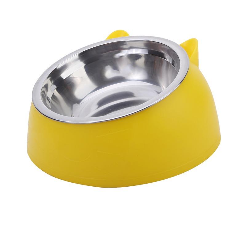 Stainless Cat Bowls Non-slip Base Pets Puppy Dog Food Water Feeder Bowl Neck Protection Dish Pet Bowl 15 Degrees Bowl Pet Supply
