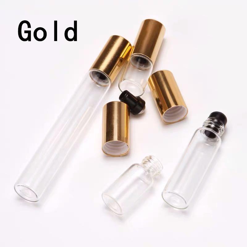

50 ШТ 2 МЛ 3 МЛ 5 МЛ 10 МЛ Портативный Стеклянный Ролик для Эфирных Масел Духов Шарики Масло для Губ Глаз Мини Дорожный Флакон 2ML золотой