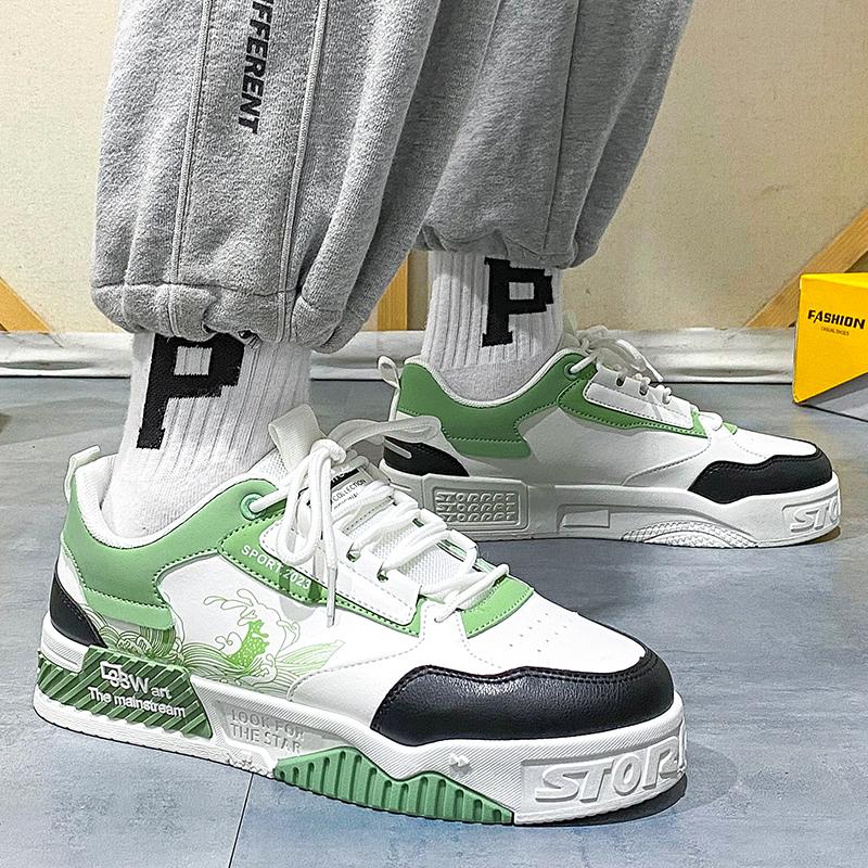 Herren Freizeitschuhe mit dicker Sohle Vier-Jahreszeiten Low-Top Board-Schuhe Weichsohlige bequeme Laufschuhe Studenten Sport-Board-Schuhe