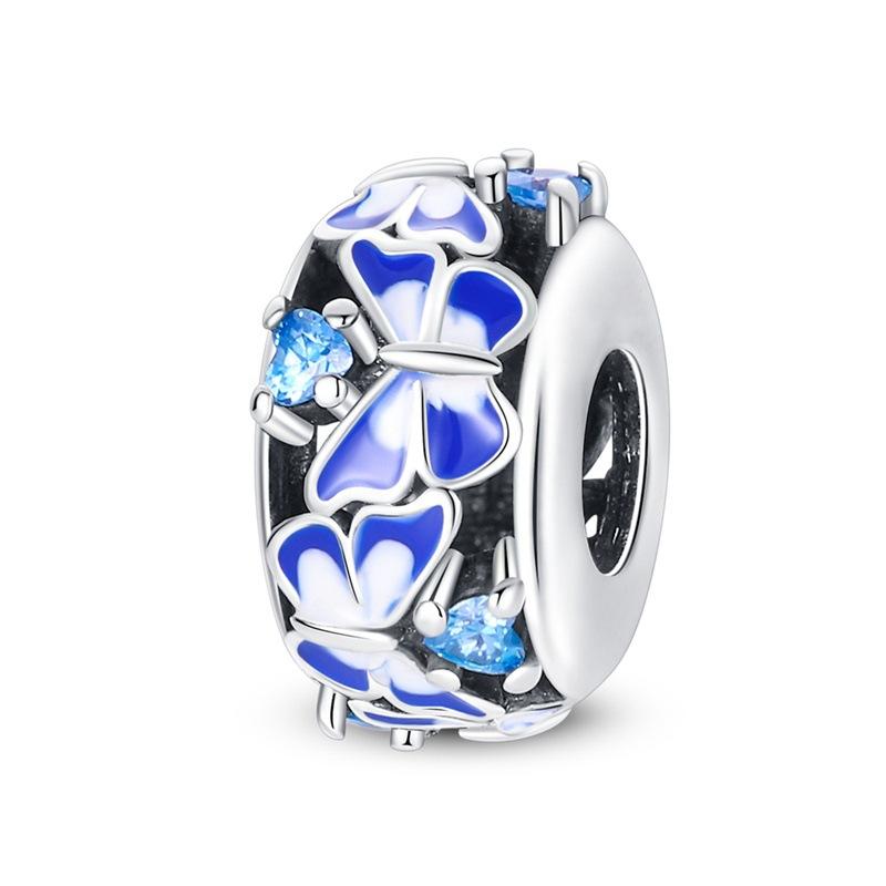 Copper Plated Beads DIY Jewelry Bracelet Accessories, Blue Travel Butterfly Bead Charm
