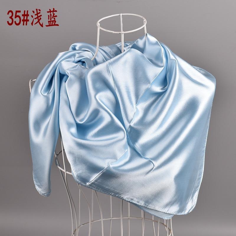 Selected solid color imitation silk generous silk scarf, women's silk scarf 90 * 90 color diced versatile scarf