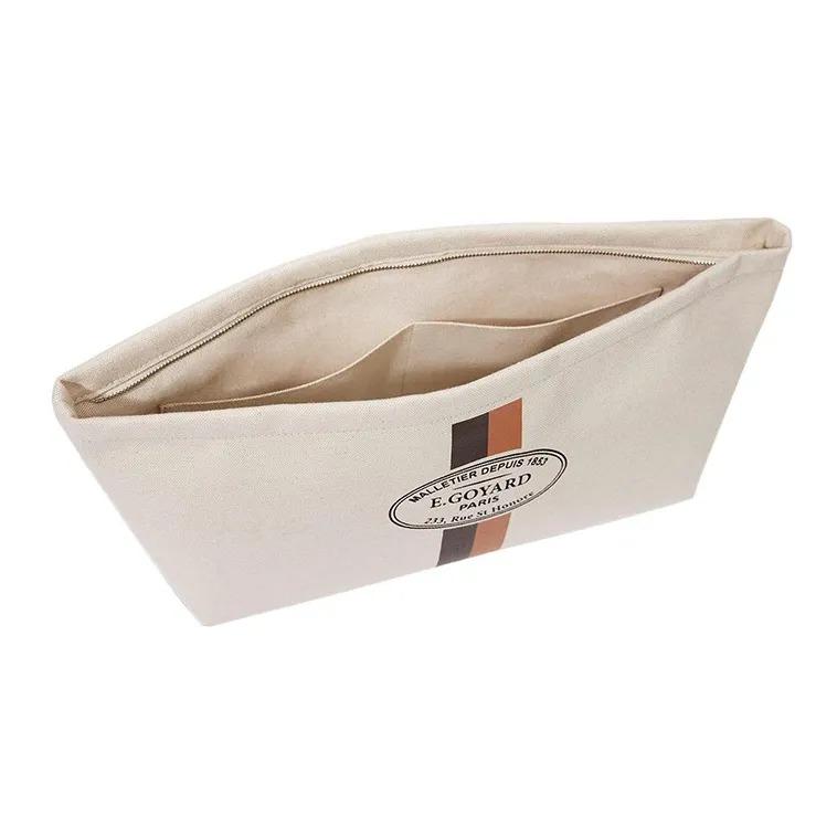 GOYARD Nécessaire Logo Zipper Clutch Bag Cotton Handbag Organizer Unisex Couple's Style Beige Compatible with Small and Large Tote Bags
