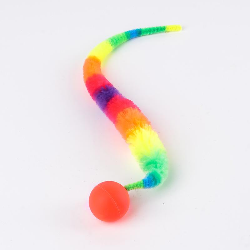 New Cross-border Rainbow Caterpillar Elastic Ball Cat Toy Orange Caterpillar