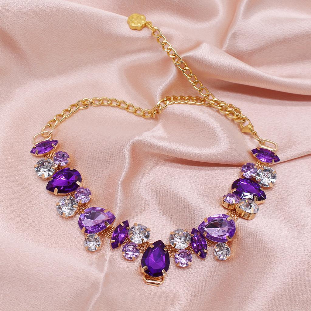 Collare per Cani Collana a Catena d'Oro Acciaio Inossidabile Regolabile Collare con Diamanti Colorati per Cani Piccoli Medi Cucciolo
